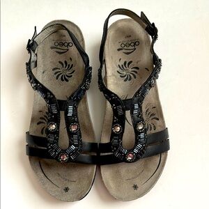 Abeo women’s Black Beaded Sandals‎ 7